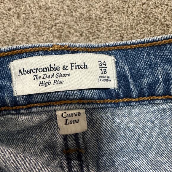 ABERCROMBIE & FITCH Women's High Rise Dad Short Size 34 In Medium Wash - Picture 3 of 9
